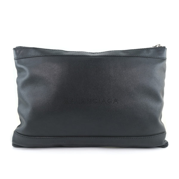 BALENCIAGA business bag Clutch bag Navy clip M Calfskin 37373 black unisex(Unisex) Used Authentic