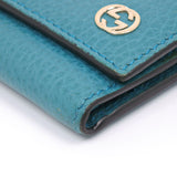 GUCCI Long Wallet Purse Interlocking GG leather 449279 Blue green unisex(Unisex) Used Authentic