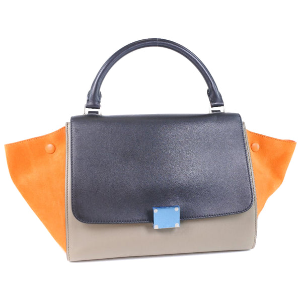 CELINE Handbag 2WAY bag Trapeze Calfskin, suede black Women Used Authentic