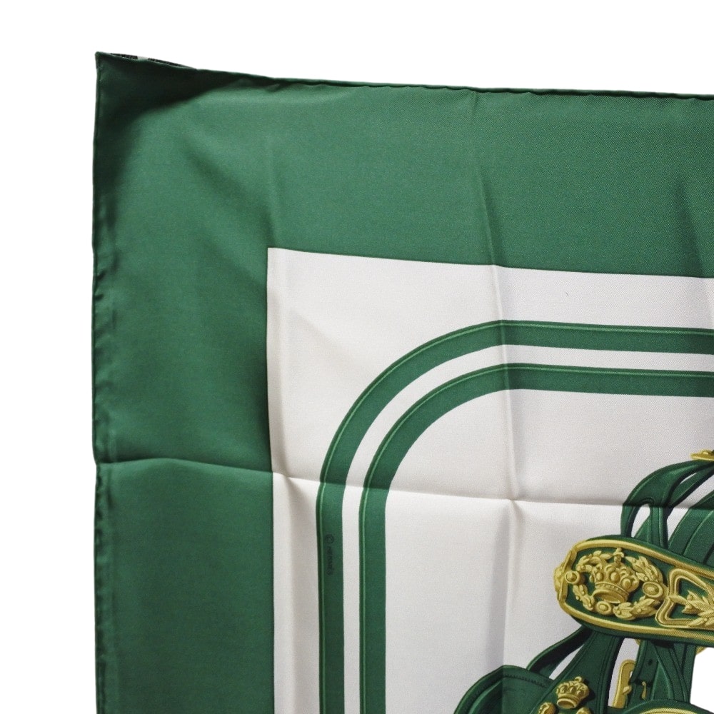 HERMES scarf silk green Carre90 Women Used Authentic