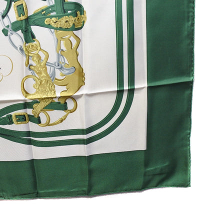 HERMES scarf silk green Carre90 Women Used Authentic