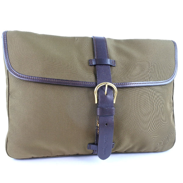 Salvatore Ferragamo Clutch bag Handbag canvas khaki(Unisex) Used Authentic