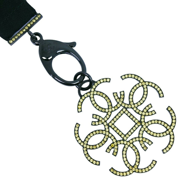 CHANEL Necklace strap Rhinestone black Women Used Authentic