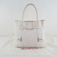Salvatore Ferragamo Handbag Vara ribbon Calfskin AU21/A978 White Women Used Authentic
