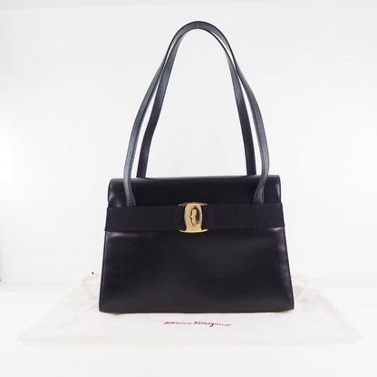 Salvatore Ferragamo Shoulder Bag BK-21 7675 Calfskin black Vala Women Used Authentic