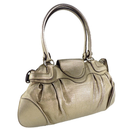 Salvatore Ferragamo Handbag AU 21 6317 Calfskin Silver Gancini Marissa Women Used Authentic