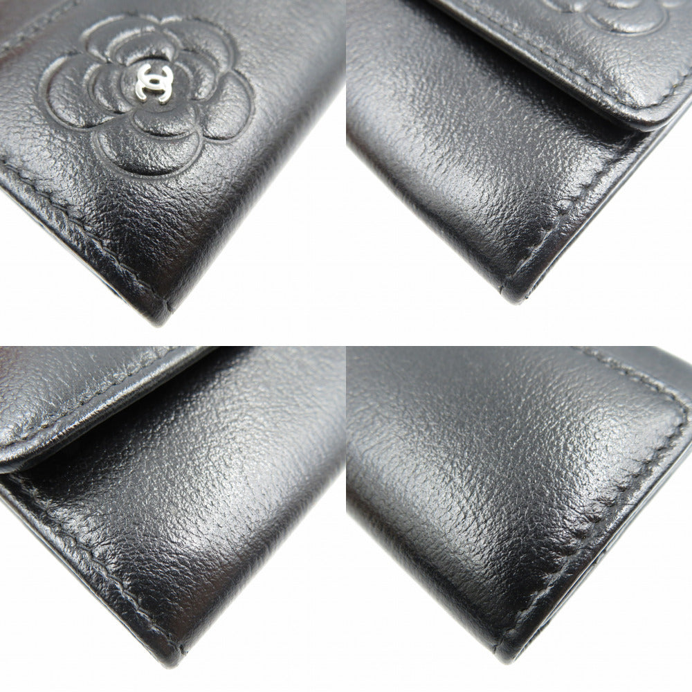 CHANEL Card Case leather black Camelia