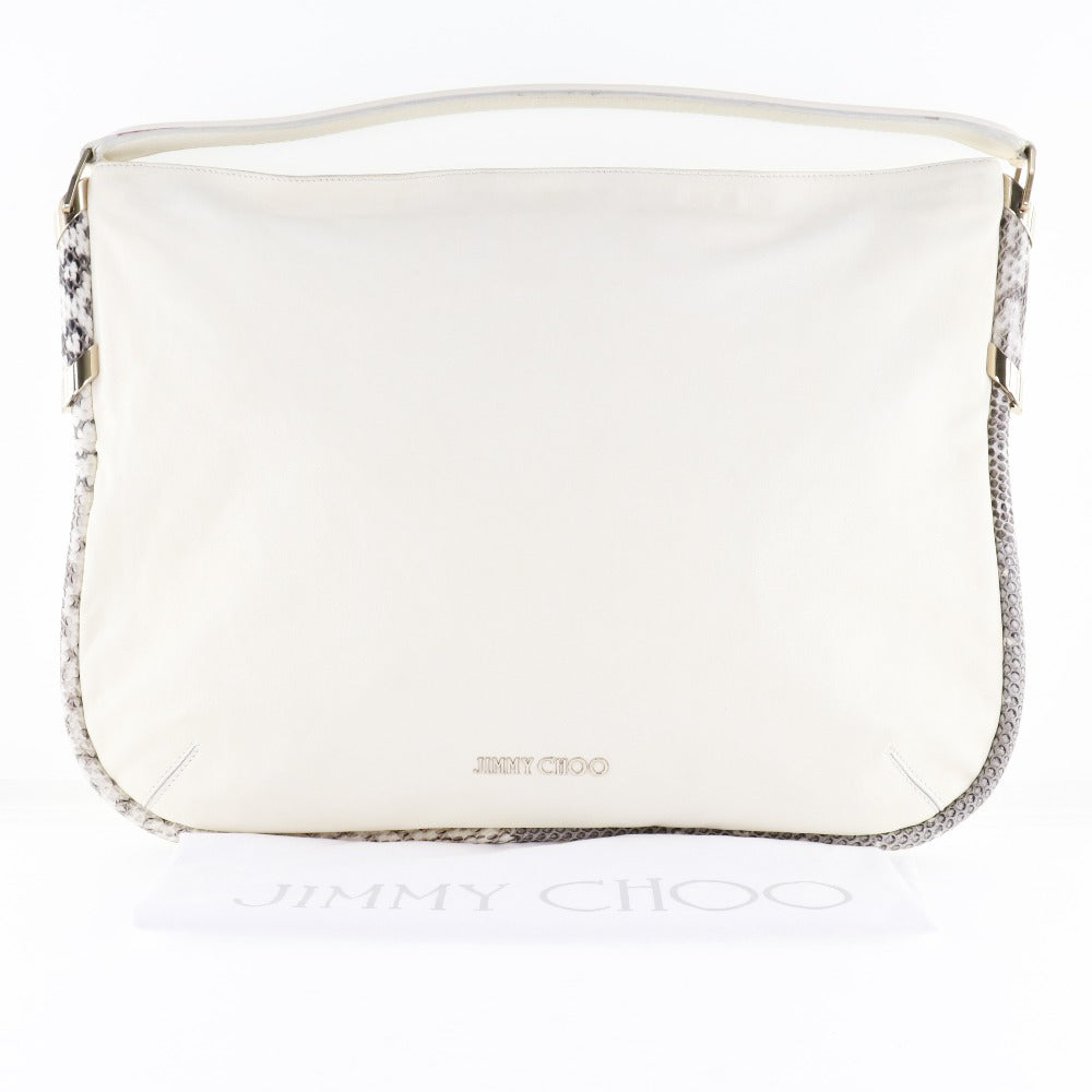 JIMMY CHOO Shoulder Bag leather White Women Used Authentic