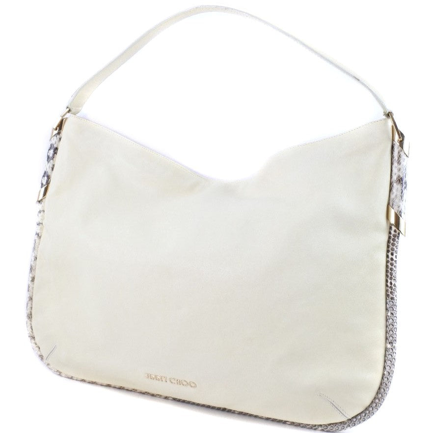 JIMMY CHOO Shoulder Bag leather White Women Used Authentic