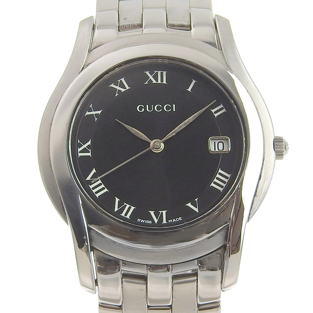 GUCCI Watches Quartz 5500M Stainless Steel black black dial mens Used Authentic