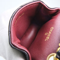 CHANEL Waist bag Rare vintage Micro Matrasse Chain pochette lambskin black Women Used Authentic