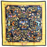 HERMES scarf pierres d'orient et d'occident Calle 90 silk Black / yellow Women Used Authentic