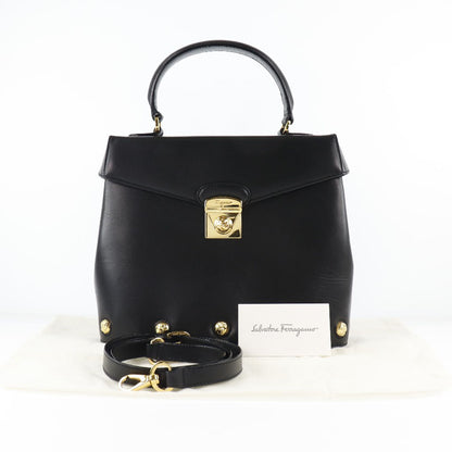 Salvatore Ferragamo Handbag AN215209 Calfskin black 2WAYShoulder Women Used Authentic