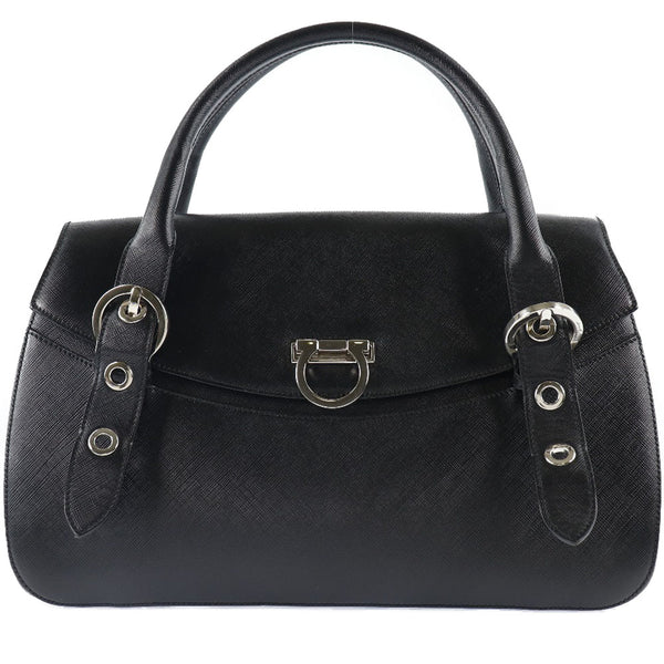 Salvatore Ferragamo Handbag leather AB-215322 black Women Used Authentic
