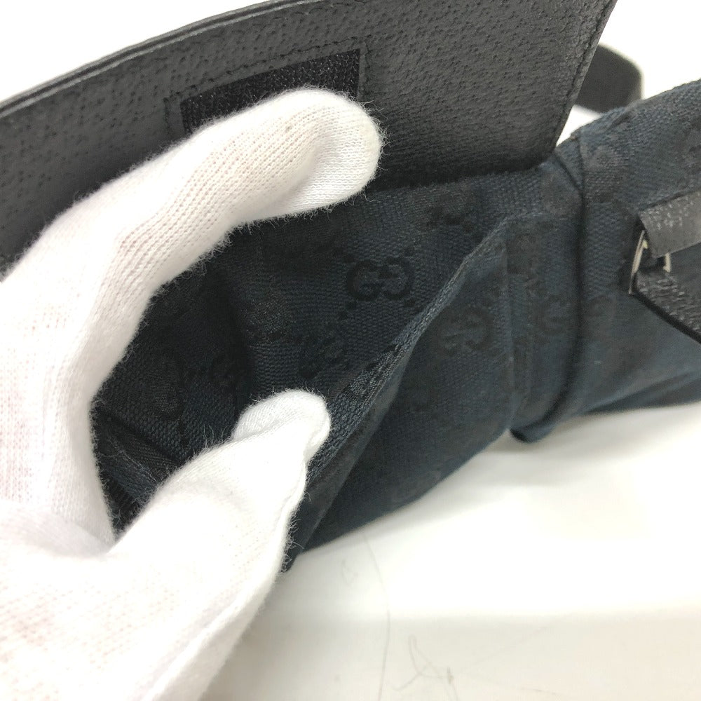 GUCCI Waist bag 162962 GG canvas black GG canvas W pocket Women Used Authentic