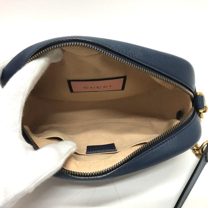 GUCCI Shoulder Bag 447632 leather Gold Metal GG Marmont Ghost unisex(Unisex) Used Authentic