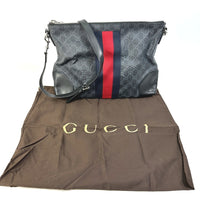 GUCCI Shoulder Bag messenger bag Crossbody GG Supreme Shelley PVC / Leather 474139 black mens Used Authentic