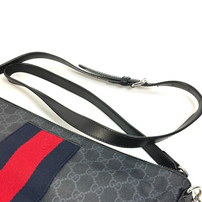 GUCCI Shoulder Bag 474139 PVC / Leather black Crossbody GG Supreme Shelley mens Used Authentic