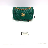 GUCCI Shoulder Bag Small Crossbody Bag GG Marmont lambskin 443497 green Women Used Authentic