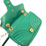 GUCCI Shoulder Bag Small Crossbody Bag GG Marmont lambskin 443497 green Women Used Authentic