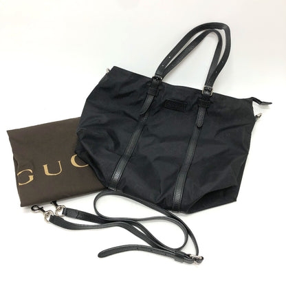 GUCCI Tote Bag 510332 Nylon / leather black GG Guccisima mens Used Authentic