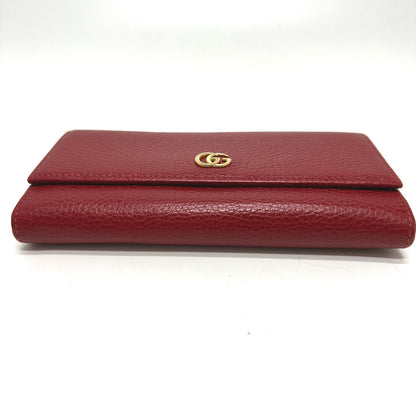 GUCCI Long Wallet Purse 456116 leather Red FF Marmont Women Used Authentic