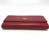 GUCCI Long Wallet Purse Two fold FF Marmont leather 456116 Red Women Used Authentic