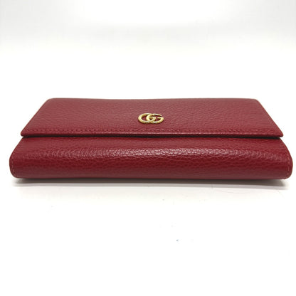 GUCCI Long Wallet Purse 456116 leather Red FF Marmont Women Used Authentic