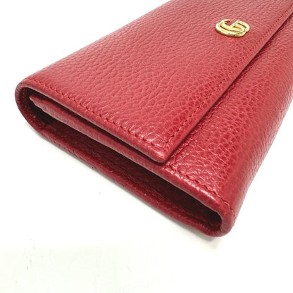 GUCCI Long Wallet Purse 456116 leather Red FF Marmont Women Used Authentic