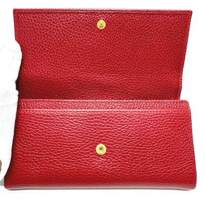 GUCCI Long Wallet Purse 456116 leather Red FF Marmont Women Used Authentic