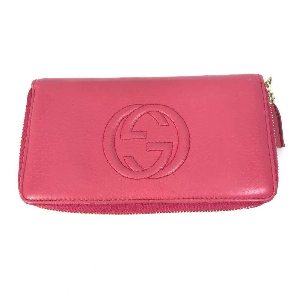 GUCCI Long Wallet Purse 308280 leather Red Interlocking G Women Used Authentic