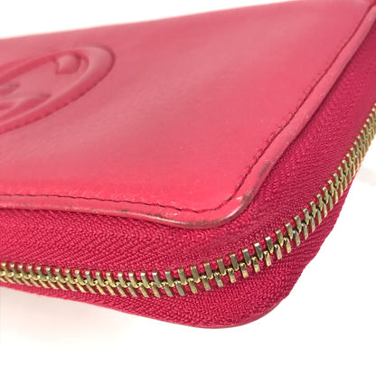 GUCCI Long Wallet Purse 308280 leather Red Interlocking G Women Used Authentic