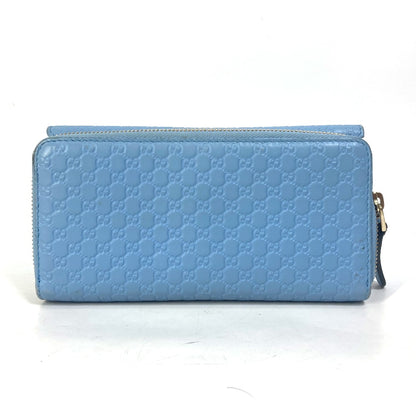 GUCCI Long Wallet Purse 449364 leather Light blue Micro Guccisima Women Used Authentic