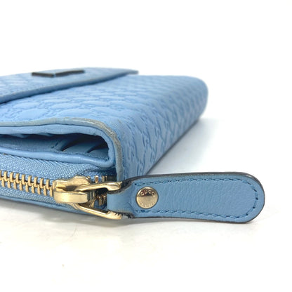 GUCCI Long Wallet Purse 449364 leather Light blue Micro Guccisima Women Used Authentic