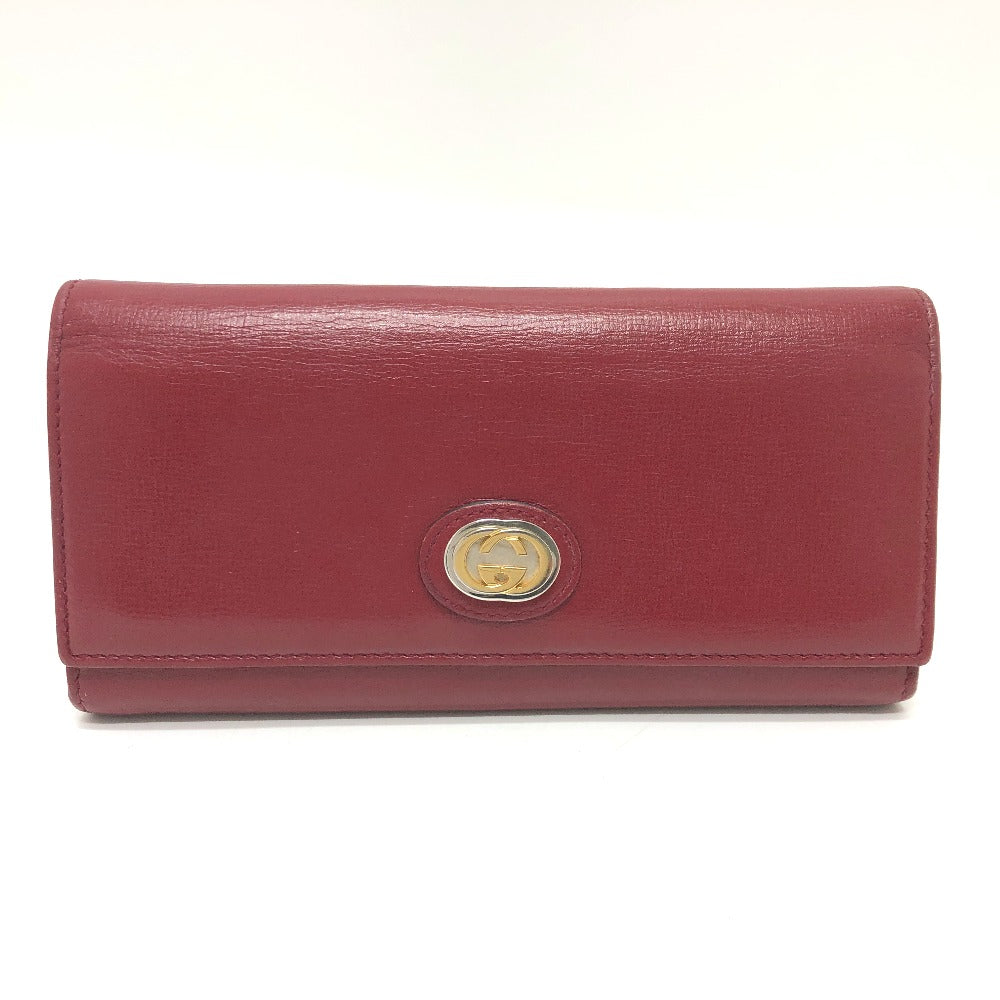 GUCCI Folded wallet 598531 leather Red Marina Interlocking G Women Used Authentic