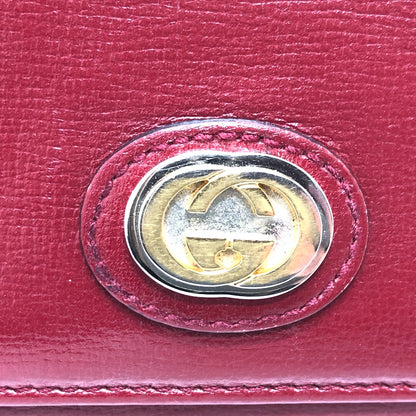 GUCCI Folded wallet 598531 leather Red Marina Interlocking G Women Used Authentic