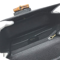 GUCCI Handbag 2WAY Shoulder Bag Crossbody Bamboo leather 000 2046 0188 black Women Used Authentic