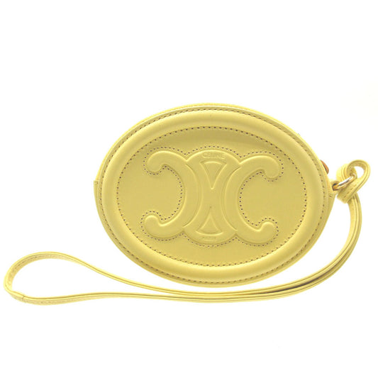 CELINE Coin case 10I483 leather yellow Triomphe