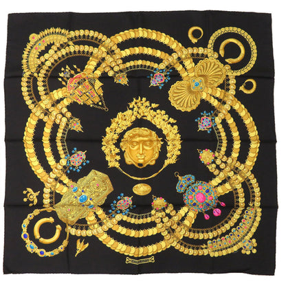 HERMES scarf silk black Carre90 KOSMIMA universe Women Used Authentic