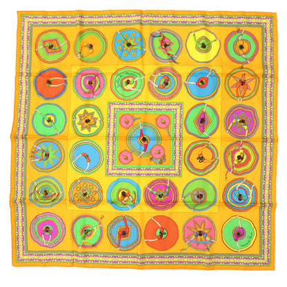 HERMES scarf silk Orange Carre90 "Mexican Dance" Belles of Mexico