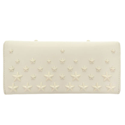 JIMMY CHOO Long Wallet Purse leather white 2 fold long wallet Women Used Authentic