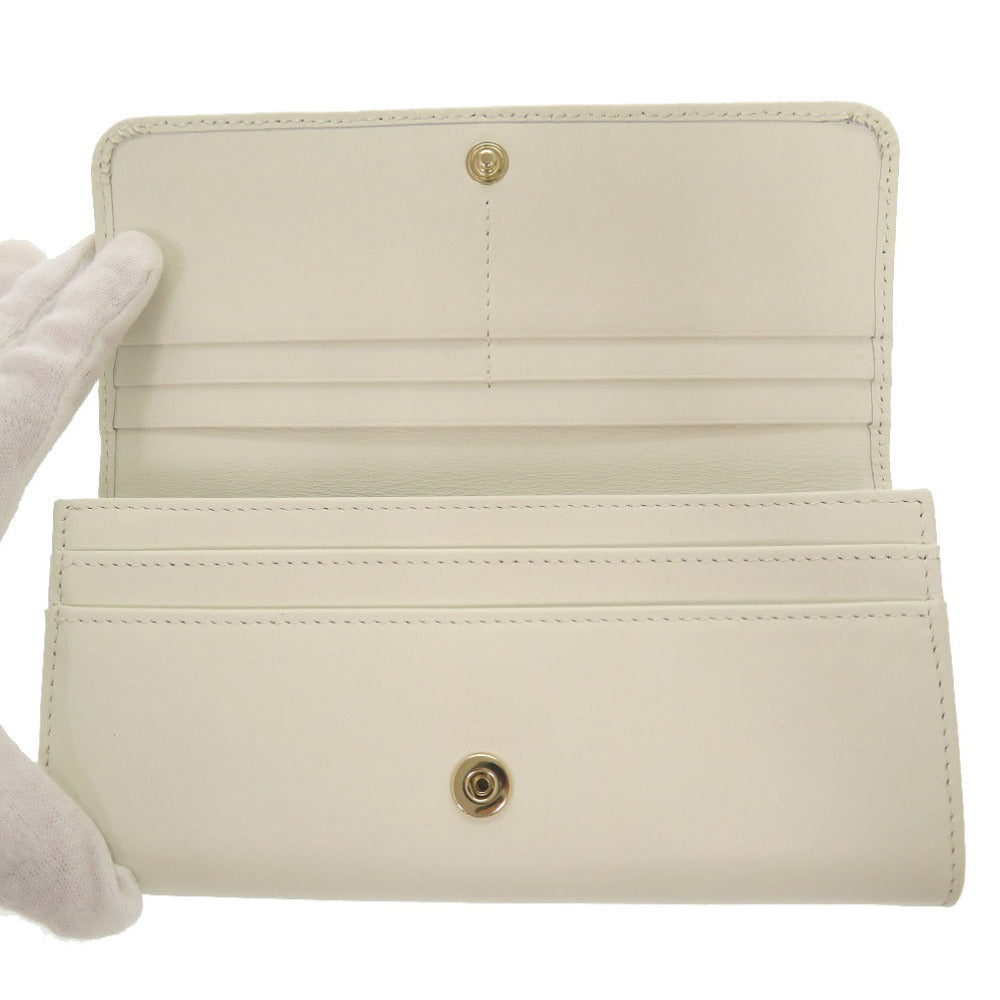 JIMMY CHOO Long Wallet Purse leather white 2 fold long wallet Women Used Authentic