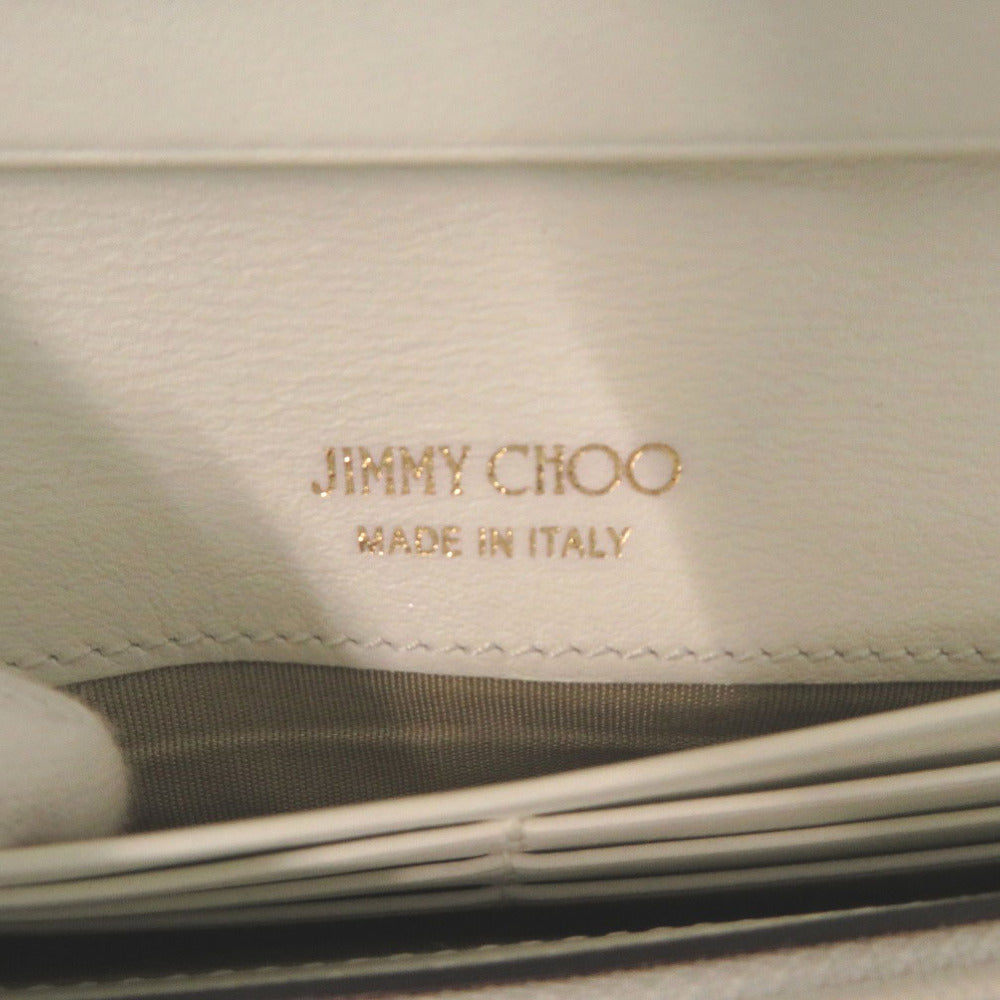 JIMMY CHOO Long Wallet Purse leather white 2 fold long wallet Women Used Authentic