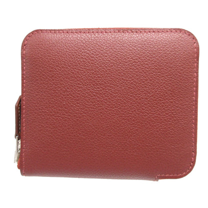 HERMES Coin case Evercolor, Silk Rouge ash Zip Around Azap compact silk in Women(Unisex) Used Authentic