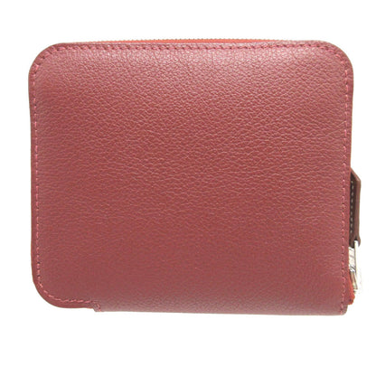 HERMES Coin case Evercolor, Silk Rouge ash Zip Around Azap compact silk in Women(Unisex) Used Authentic