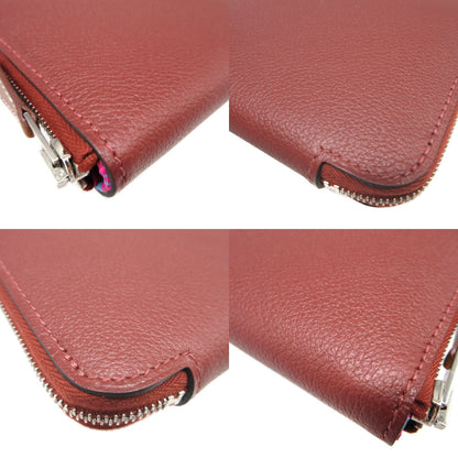 HERMES Coin case Evercolor, Silk Rouge ash Zip Around Azap compact silk in Women(Unisex) Used Authentic