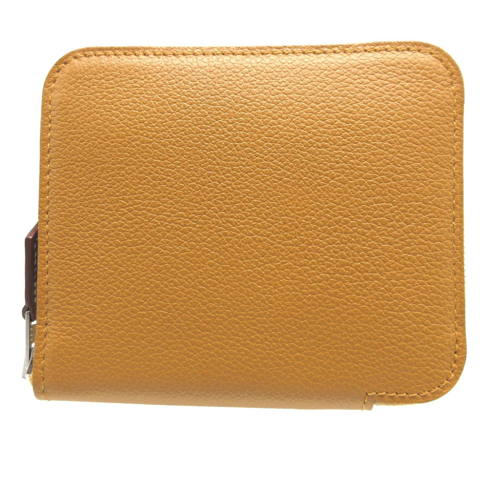 HERMES Coin case Evercolor, Silk caramel Zip Around Azap compact silk in Women(Unisex) Used Authentic