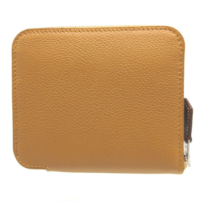 HERMES Coin case Evercolor, Silk caramel Zip Around Azap compact silk in Women(Unisex) Used Authentic