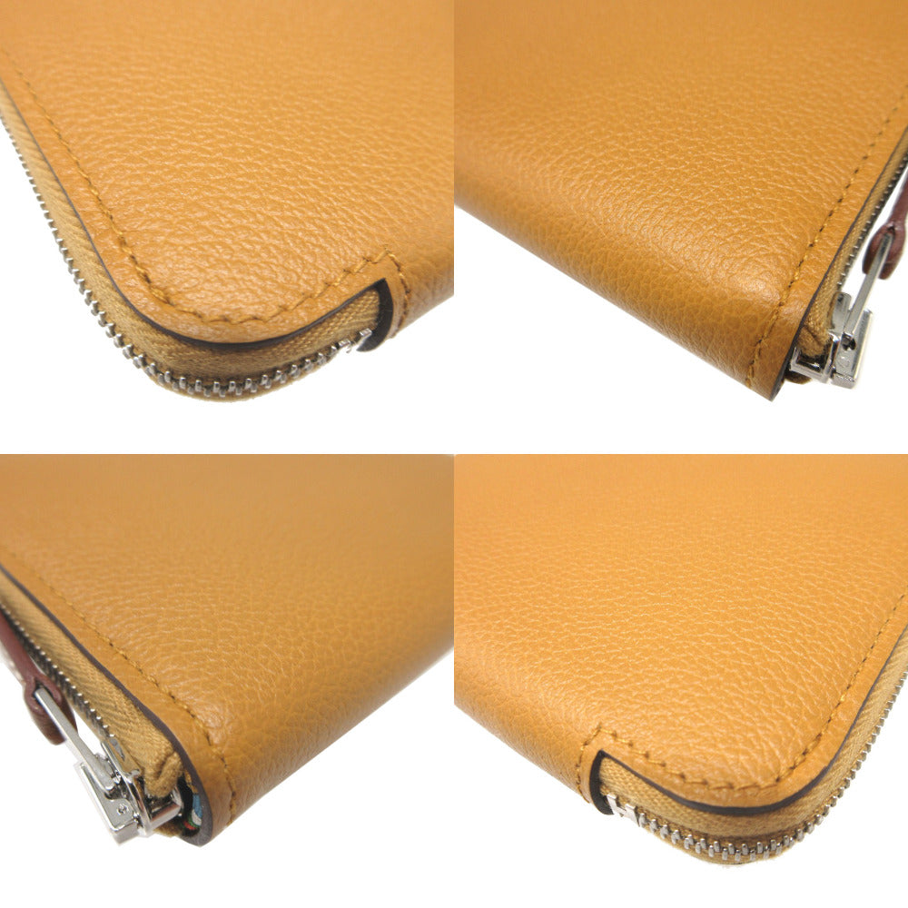 HERMES Coin case Evercolor, Silk caramel Zip Around Azap compact silk in Women(Unisex) Used Authentic