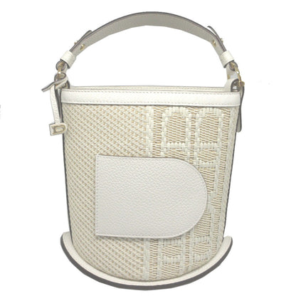 DELVAUX Handbag DLAA0607 Canvas, Leather white Pin Mini Bucket Illusion Women Used Authentic